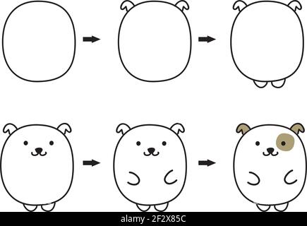 how to drawing cartoon animals by over shape step by step Stock Vector  Image & Art - Alamy