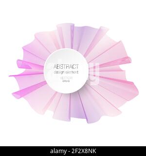 Pink, purple abstract design element. Ruched bow imitation. Vector line art pattern on white background. Multicolored pleated ribbon, silk scarf. Wavi Stock Vector