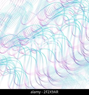Light blue, purple wavy tangled curves. Abstract multicolored pattern. Vector line art design. Textured background. Chaotic strokes. EPS10 Stock Vector
