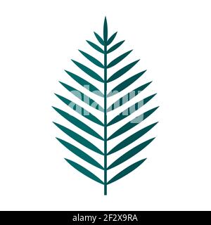 Simple minimalistic green branch of palm tree with leaves. Floral collection of elegant plants for seasonal decoration . Stylized icons of botany. Sto Stock Vector