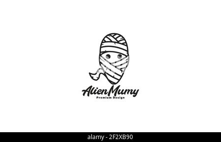 aliens head as mummy logo symbol vector icon illustration design Stock Vector