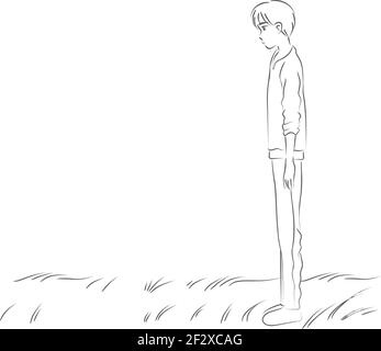 grey comic people set sad man Stock Vector
