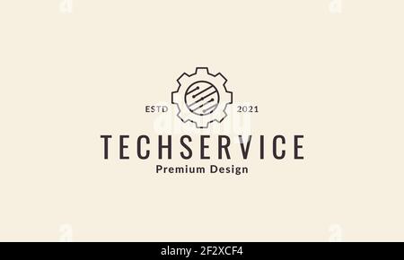 gear services with lines tech connect logo vector symbol icon illustration design Stock Vector