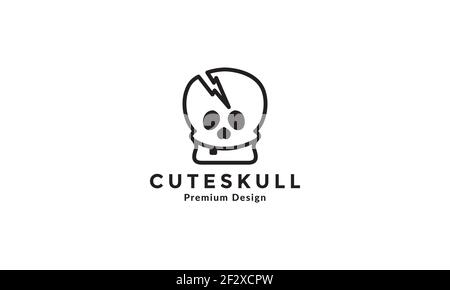 cute skull with thunder logo vector symbol icon illustration design Stock Vector