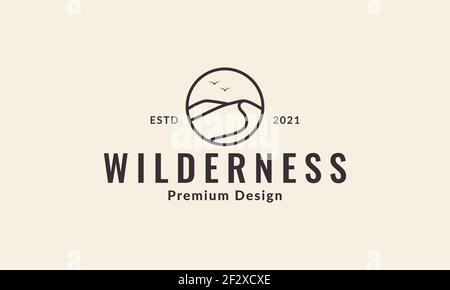 lines desert with circle logo symbol vector icon illustration design Stock Vector