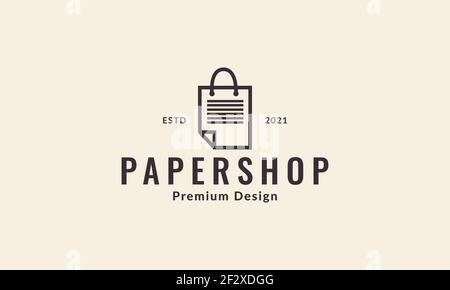 lines paper page with shopping bag logo symbol vector icon illustration design Stock Vector