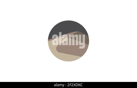 desert and night with circle logo symbol vector icon illustration design Stock Vector