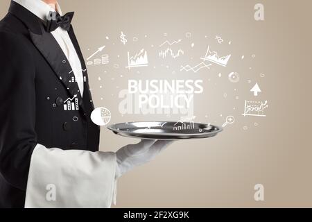 Waiter serving business idea concept Stock Photo