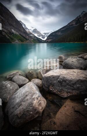 Iconic Lake Louise in Banff National Park during winter time with ...