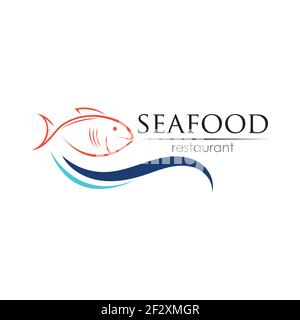 Seafood restaurant logo design. Fish, Food and Beverage logo concept. Vector logo template Stock Vector