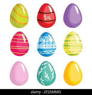 Icon Easter eggs set, Easter holiday, colored eggs. Vector Stock Vector