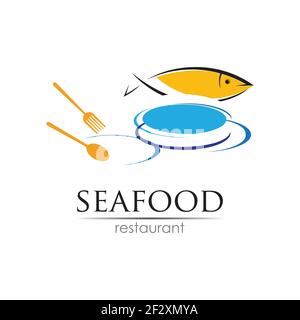 Seafood restaurant logo design. Fish, Food and Beverage logo concept. Vector logo template Stock Vector
