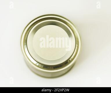 closed tin can on white Stock Photo