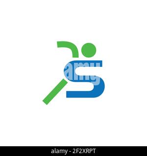 Initial letter S abstract people run logo design. lettering logotype with people in run shape abstract logo design vector Stock Vector
