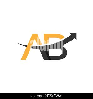 Initial letter AB logo design vector template. Lettering typography logo letter A and B with arrow up progression logo for economic or business and fi Stock Vector