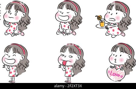 cartoon girl emoji set Stock Vector Image & Art - Alamy