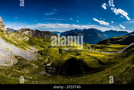 Mountain Pass And High Alpine Road In National Park Hohe Tauern With Mountain Peak Grossglockner Stock Photo