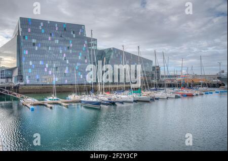 View of Harpa concert hall in Reykjavik, Iceland Stock Photo