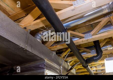 New home HVAC vents air conditioning system installed Stock Photo