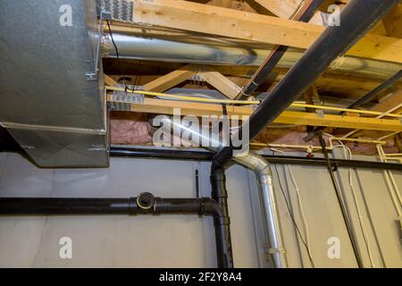 New home HVAC vents air conditioning system installed Stock Photo