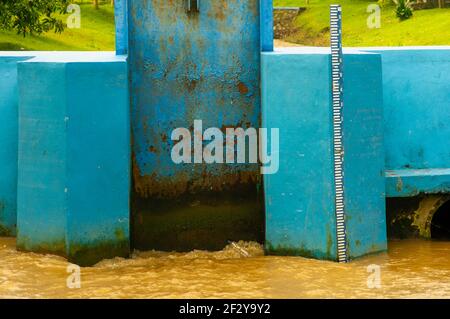 Dams in the river to regulate water flow and prevent flooding in rainy season Stock Photo