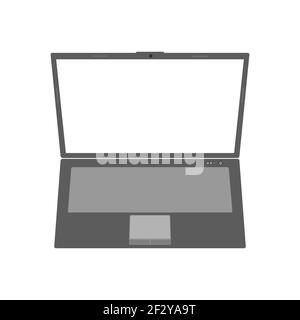 Open gray laptop. View from above. Flat vector illustration with volume Stock Vector