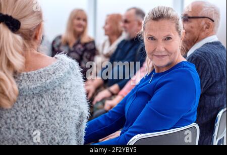 the long-awaited meeting of the elderly Stock Photo