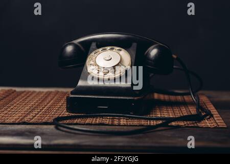 retro telephone office communication technology close-up studio Stock Photo