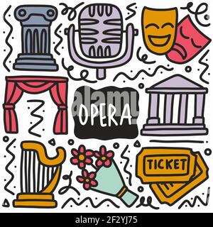 hand drawn doodle opera show Stock Vector