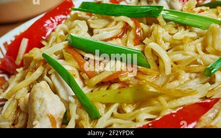 Chicken chow mein from Nepal, Nepali style chowmein Stock Photo