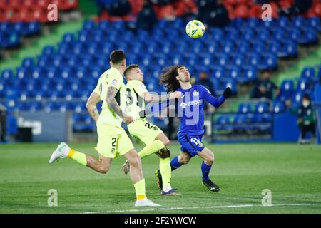 Marc Cucurella of Getafe and Kieran Trippier of Atletico de Madrid during the Spanish championship La Liga football match between Getafe and Atletico de Madrid on March 13, 2021 at Coliseum Alfonso Perez stadium in Getafe, Madrid, Spain - Photo Oscar J Barroso / Spain DPPI / DPPI / LiveMedia Stock Photo