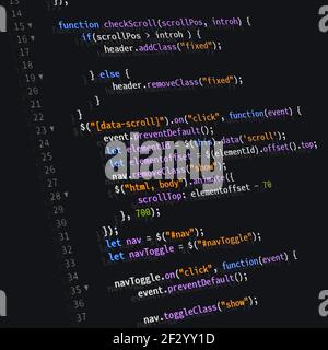 javascript front-end web developing programming language for website coding. mixed media background Stock Photo