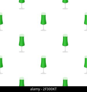 Illustration Irish holiday St Patrick day, seamless color beer in mug. Pattern St Patrick day consisting of many identical beer mug on white backgroun Stock Vector