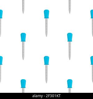 Abstract seamless medical pipette, dropper for laboratory on white background. Pattern dropper consisting of many identical glass laboratory medical p Stock Vector