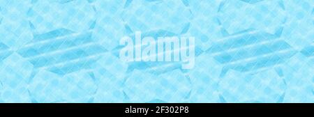 Shades of blue, reflected on hexagons and circles, and a grid of paving stones in a panoramic view Stock Vector