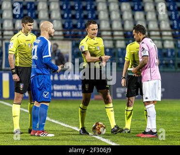 Pagani, Italy. 13th Mar, 2021. The coach Giacomo Filippi Palermo Football  Club.Serie C Championship - Marcello Torre Stadium, 30th day Group C. The  match between Paganese and Palermo ends with the final