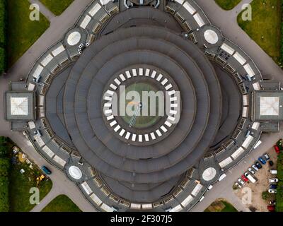 Wroclaw, Poland - May 13 2020: Aerial drone view to Centennial Hall Stock Photo