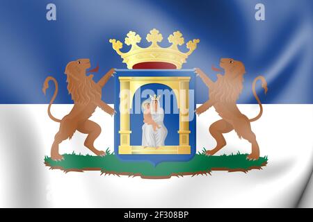 3D Flag of Assen (Drenthe), Netherlands. 3D Illustration. Stock Photo