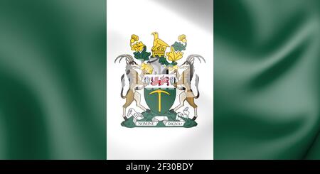 3D Flag of Rhodesia (1968-1979). 3D Illustration. Stock Photo