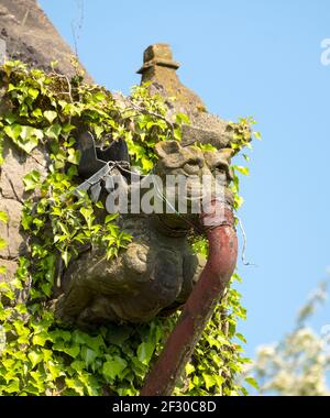 Old gothic style gargoyle water spout Stock Photo