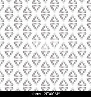 Abstract seamless pattern with Penrose Triangles. White and silver vector background Stock Vector