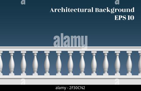Architectural background with balustrade. The railing of the balcony or veranda. Architectural part of the order. Vector EPS10 Stock Vector
