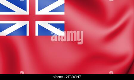 3D Red Ensign of Great Britain (1707-1800). 3D Illustration. Stock Photo