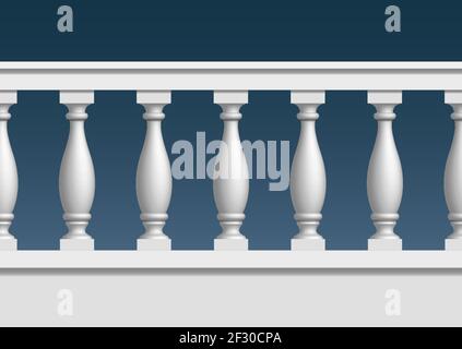 Seamless pattern of balustrade. The railing of the balcony or veranda. Architectural part of the order. Vector EPS10 Stock Vector