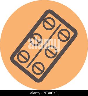 Blue line Pills in blister pack icon  Stock Vector