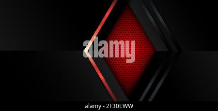 Abstract red black line arrow with gray blank space on metal circle ...