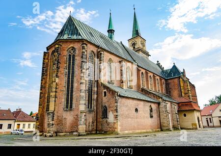 The gothic church of St. Giles in Nymburk, Czech republic. Stock Photo