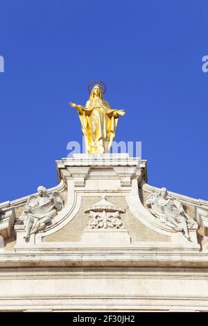 Madonna figure at a church BASILICA OF SANTA MARIA DEGLI ANGELI, in Assisi in Umbria, Italy Stock Photo