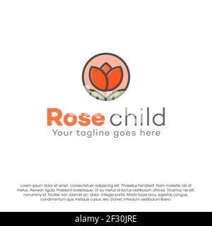 Rose flower logo design inspiration template. Simple rose flower symbol vector logo design template isolated on white background Stock Vector