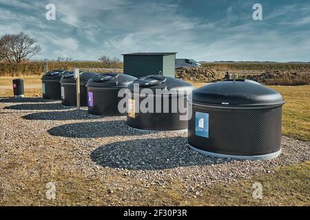 Recycle station in rural Denmark Stock Photo